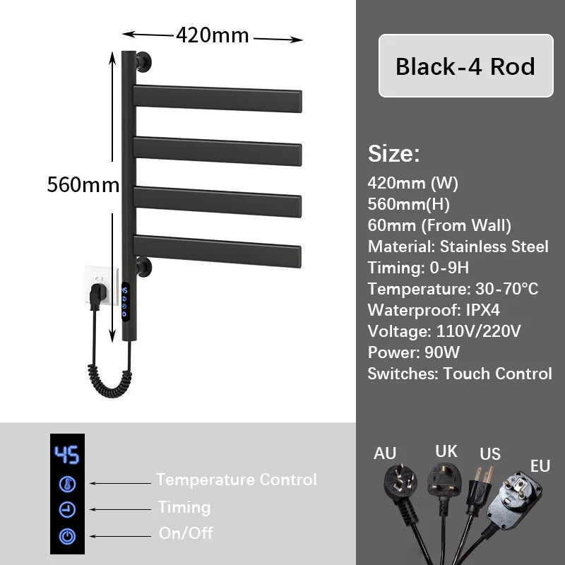 Bathroom Fast Dry Electric Towel Rack Smart Temperature