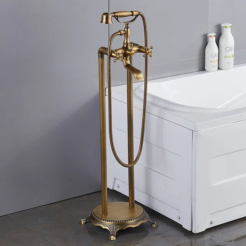 Brass Bathroom Faucet Bathtub Faucets 360 Rotation Floor