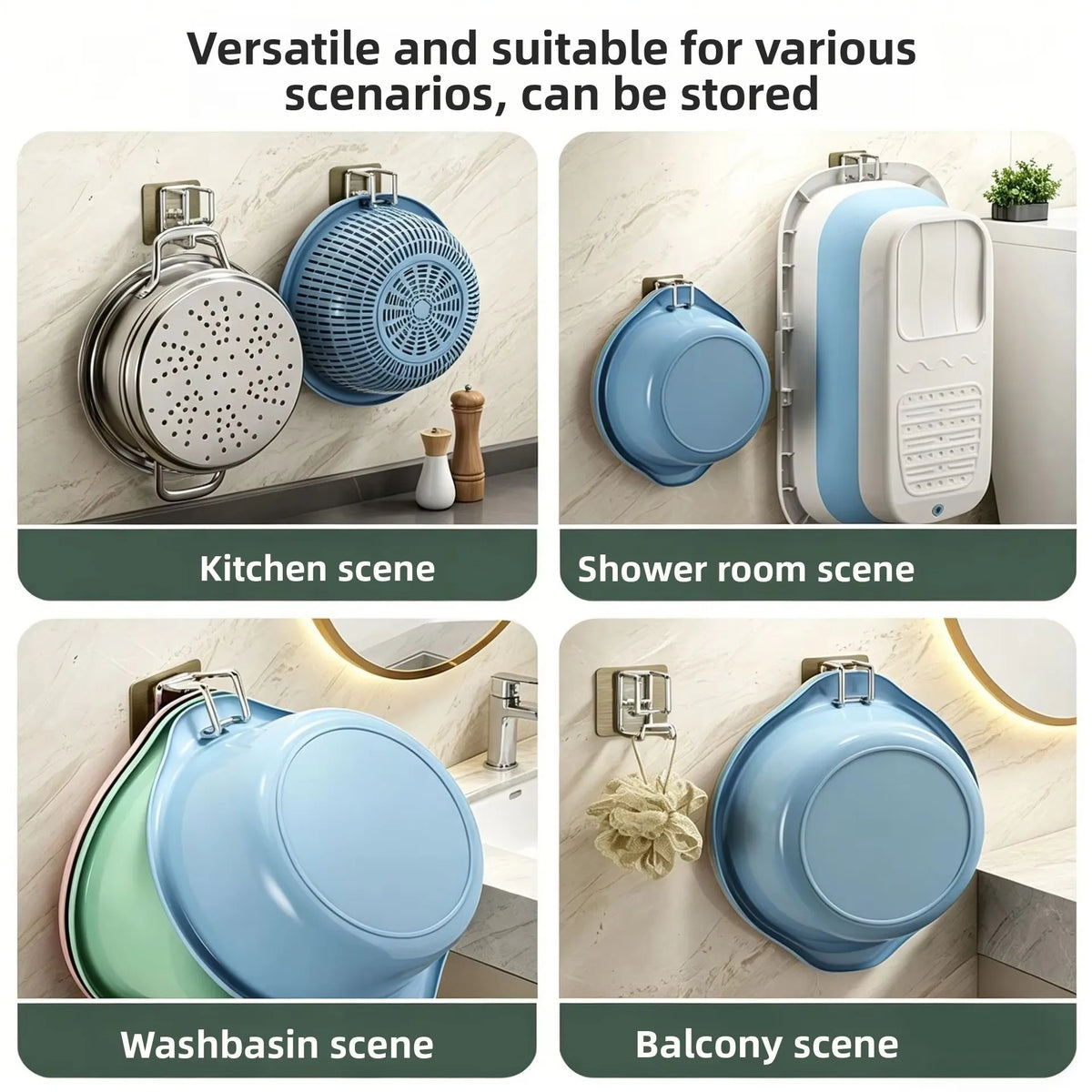 1/2pcs Stainless Steel Washbasin Hook Punch-Free Bathroom Rack