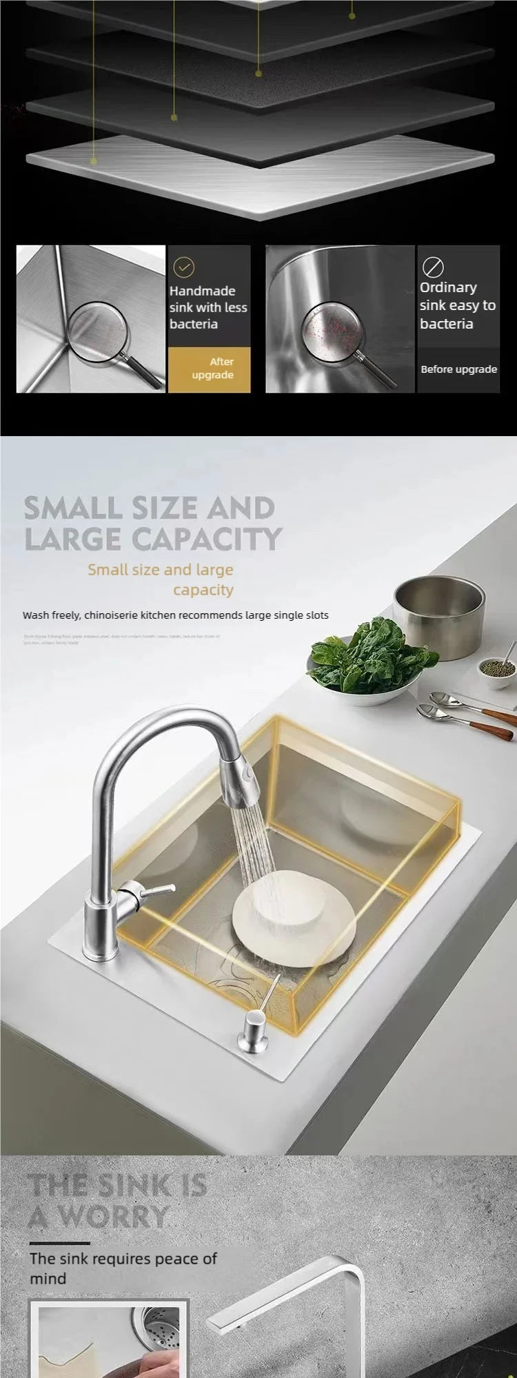 Stainless Steel Sink Narrow Long Model Side Hole