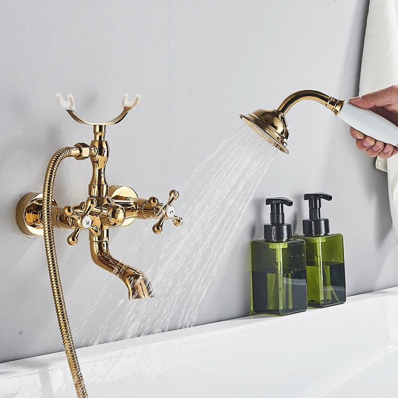 Retro Antique Brass Black Bronze Bathtub Shower Faucets