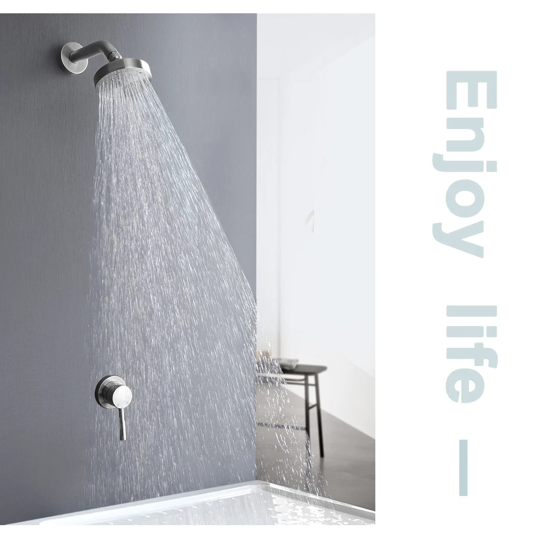 Shower Faucet System Stainless Steel Head Shower Wall