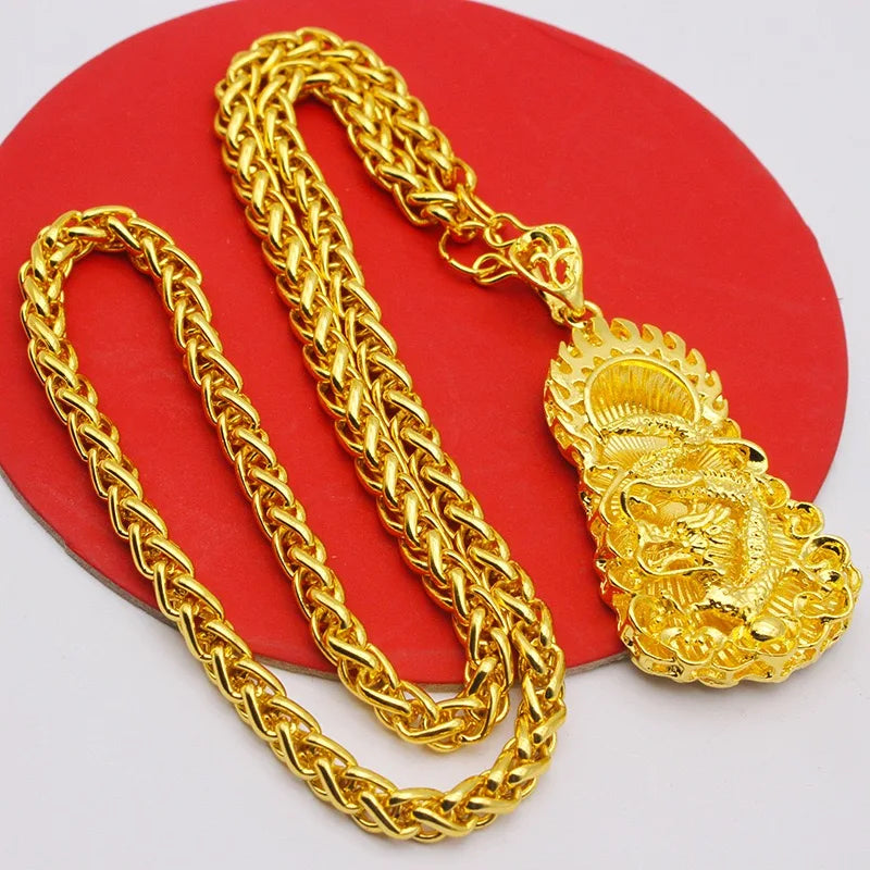24k Real Gold Men Necklace Guan Gong Guanyin