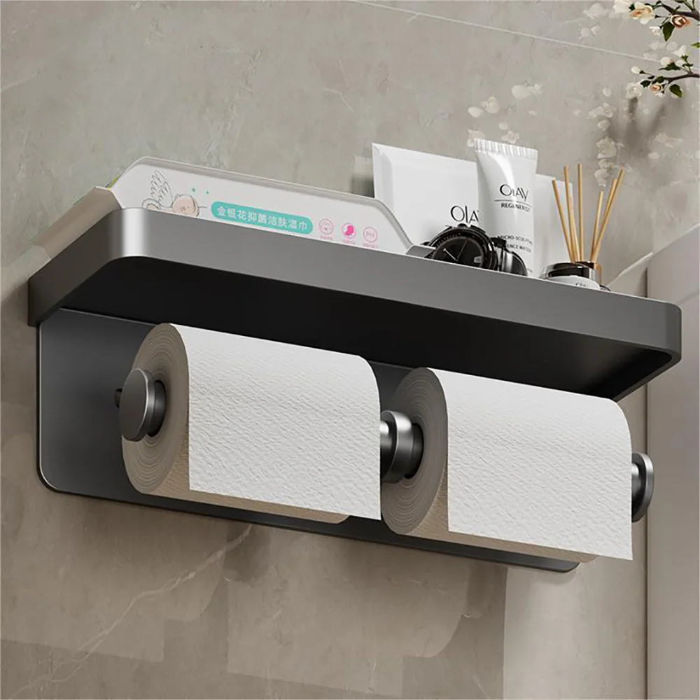 Toilet Paper Holder Wall-Mounted Double Layer Paper Roll