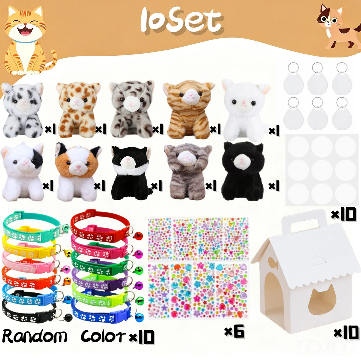 8-32set Adopt Kitten Party Favors Cat Stuffed Animals