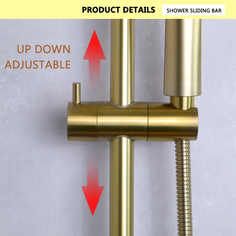 Slide Bar Hand Shower Brushed Matt Gold Functions