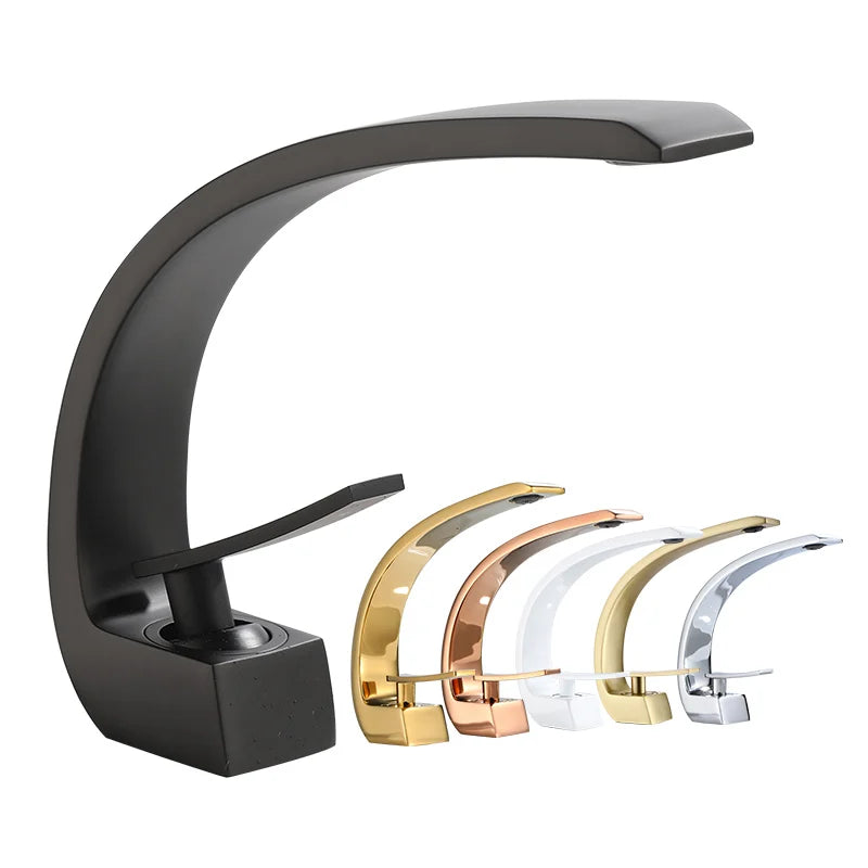 Basin Faucet Modern Bathroom Mixer Tap Black/Gold Wash