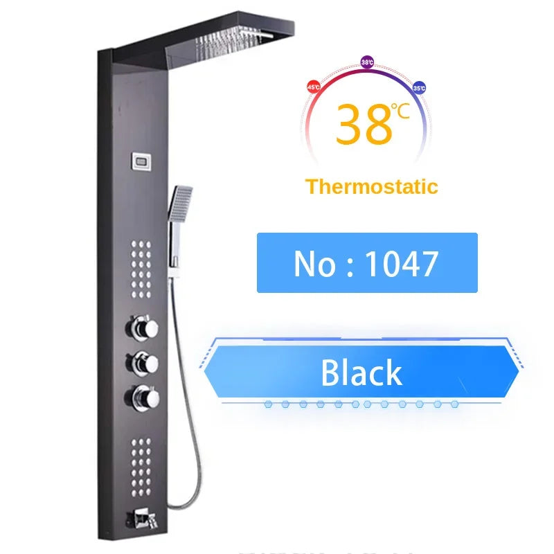 Led Shower Panel Faucet Rainfall Headshower Spa Massage
