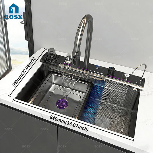 Stainless Steel Sink Waterfall Wash Vegetables Basin Smart