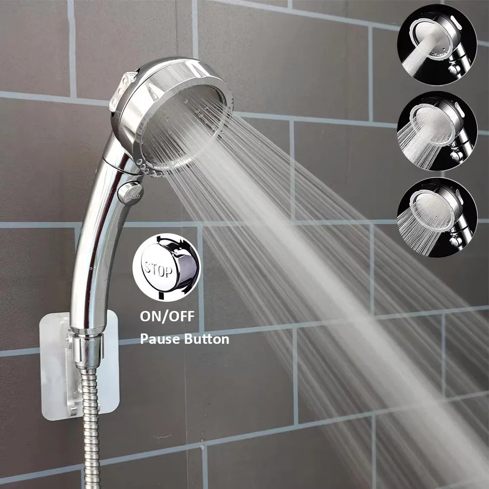 High Pressure Shower Head On/Off Pause Switch Modes