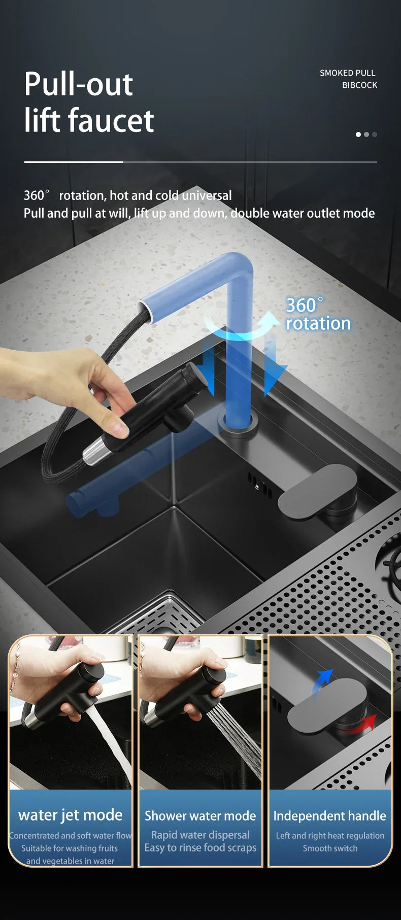 Hidden Cup Washer Nano 304 Stainless Steel Sink