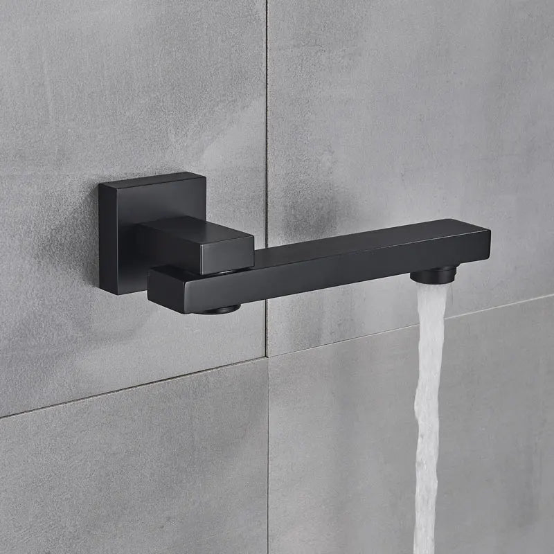 Matte Black Bathroom Shower Faucet Orange Box Rain