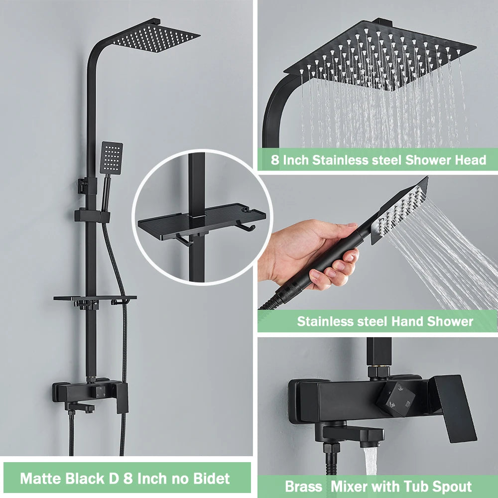 Rozin Rainfall Bathroom Shower Faucet Bidet Mixer Tap