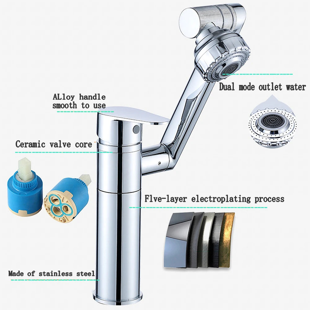Basin Faucet Modern Bathroom Mixer Tap Black/Chrome Wash