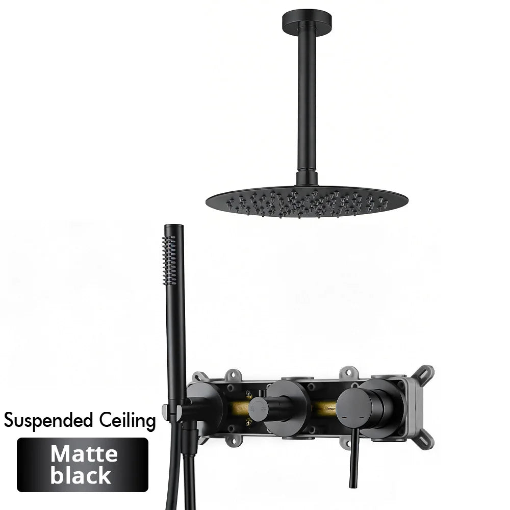 Gunmetal Shower Faucet 8-16 Wall Mounted Concealed Control