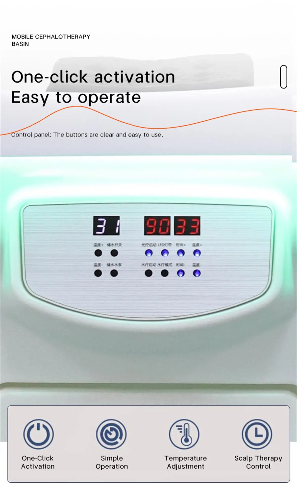 Convenient 60l Water Storage Head Spa Basin Water