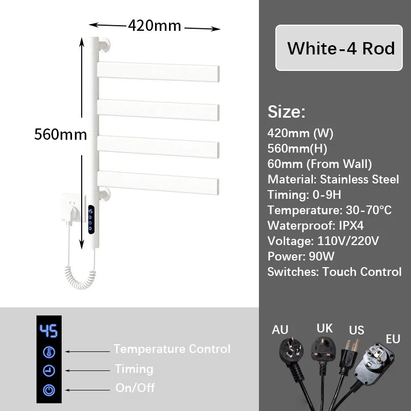Bathroom Fast Dry Electric Towel Rack Smart Temperature