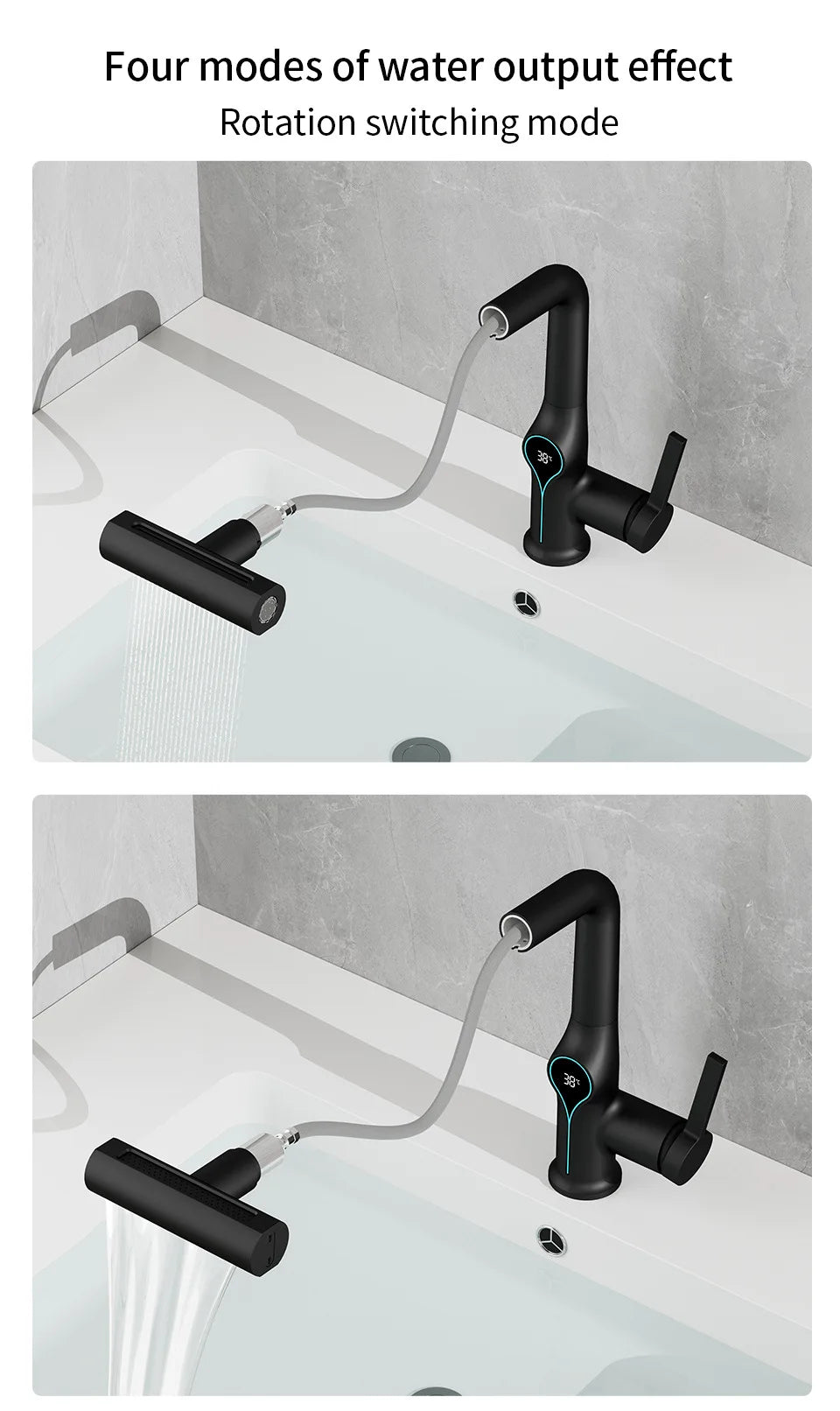Multi Functional Waterfall Basin Faucet Mode Mixer Tap
