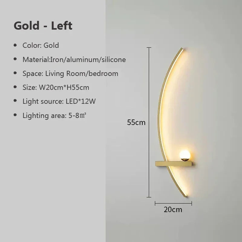 Modern Led Simple Art Bedroom Bedside Wall Lamp