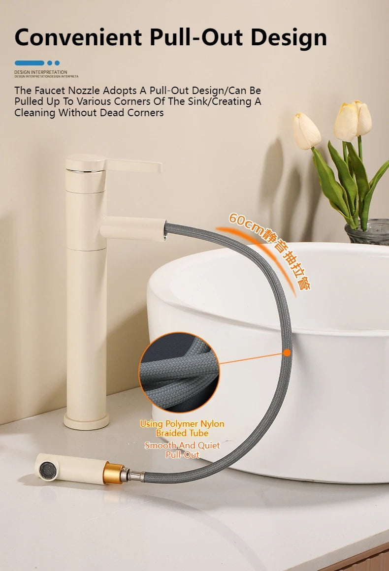 Milk White Handle Deck Mounted Basin Sink Faucet