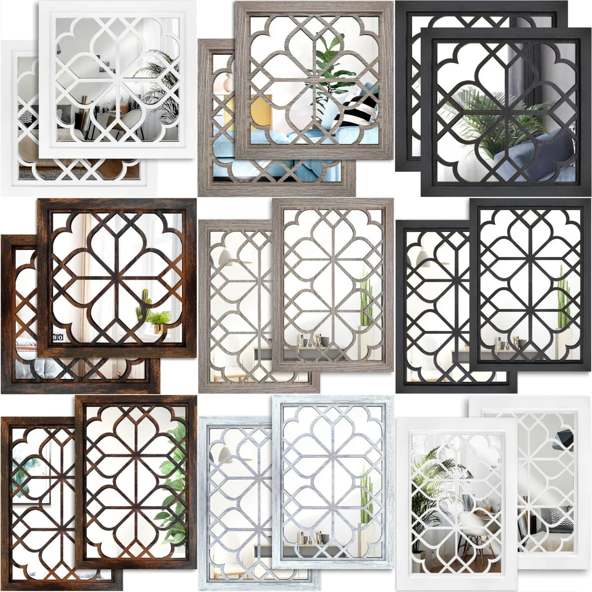 2d Retro 2pcs Wooden Acrylic Rectangular Square Wall