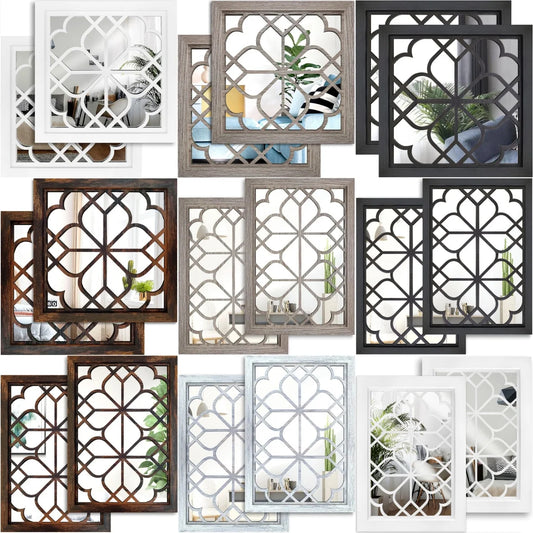 2d Retro 2pcs Wooden Acrylic Rectangular Square Wall