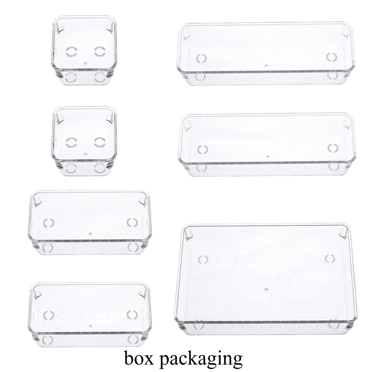 7pcs Clear Plastic Drawer Organizers Versatile Bathroom Vanity