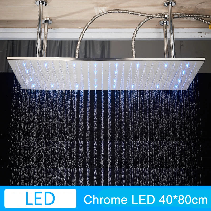 Luxury Brushed Nickel/Chrome/Black Led 16inch Rainfall Shower