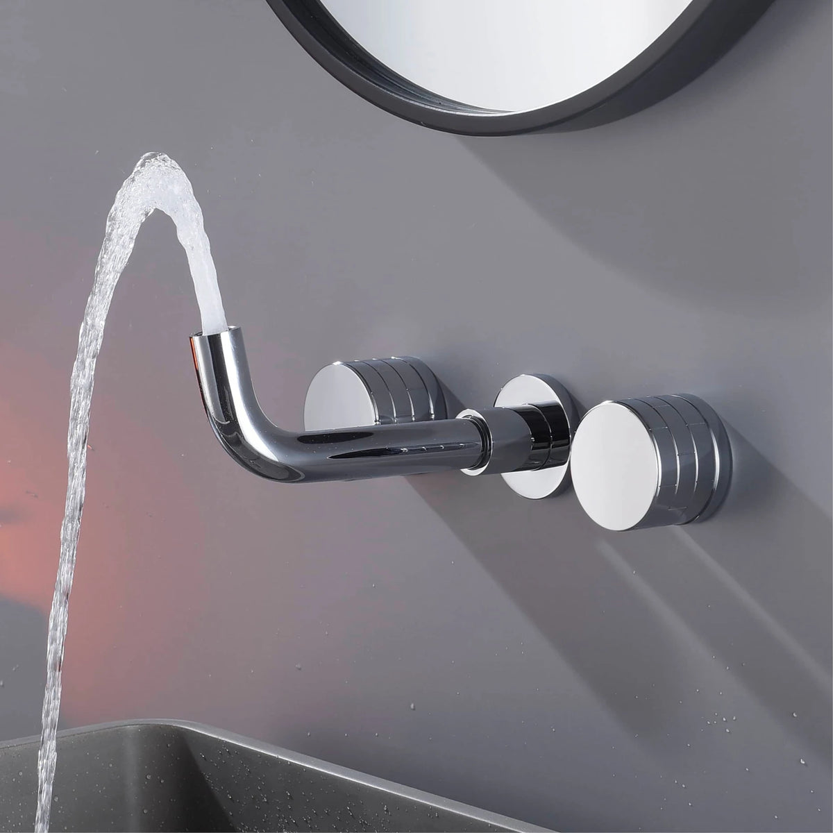 Luxury Black Bathroom Concealed Faucet Wall-Mounted Design Double