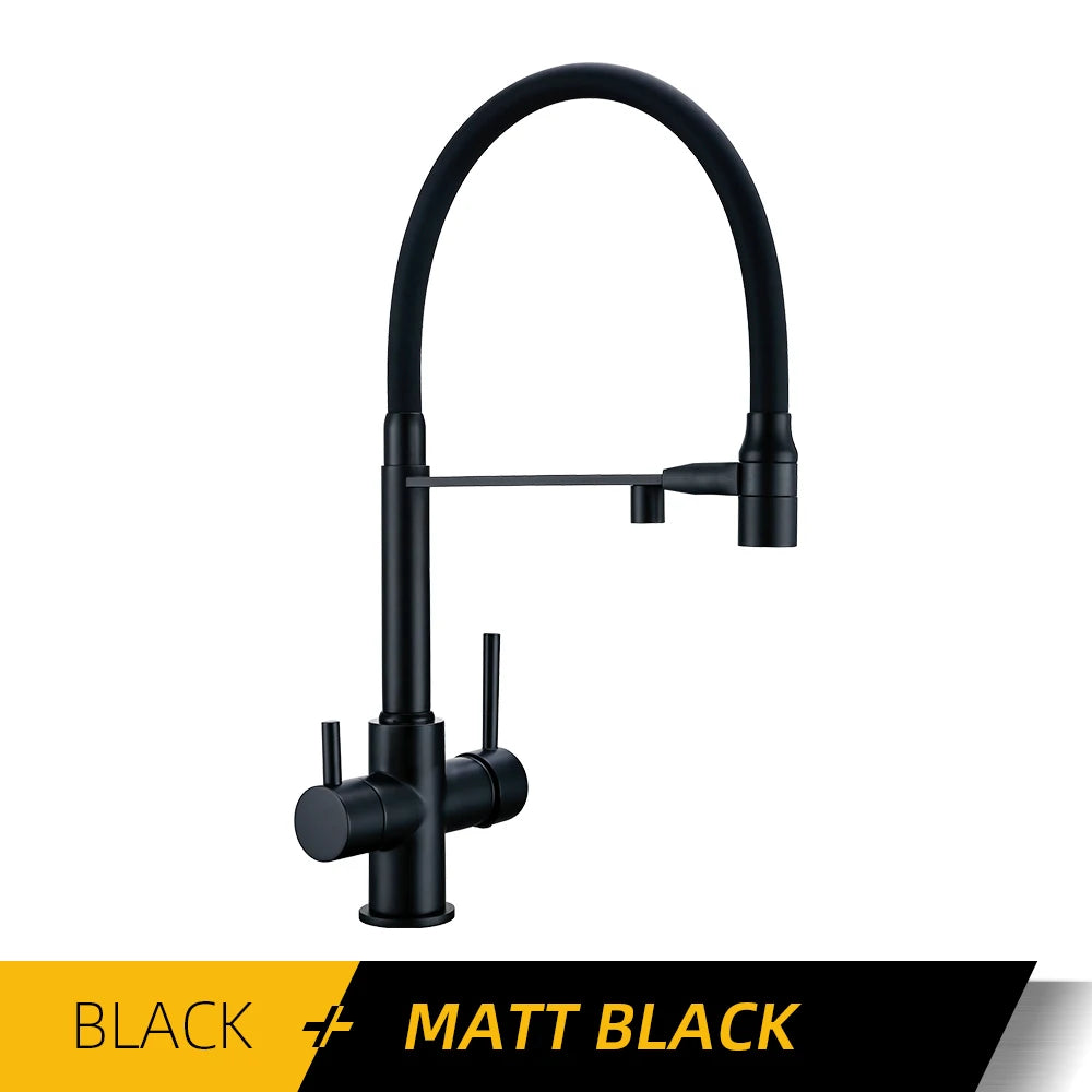 Brushed Nickel Faucet Pull Out Double Handle Tap