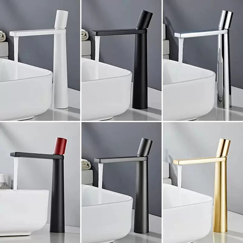 Elegant Black Handle Bathroom Faucet - Stainless Steel