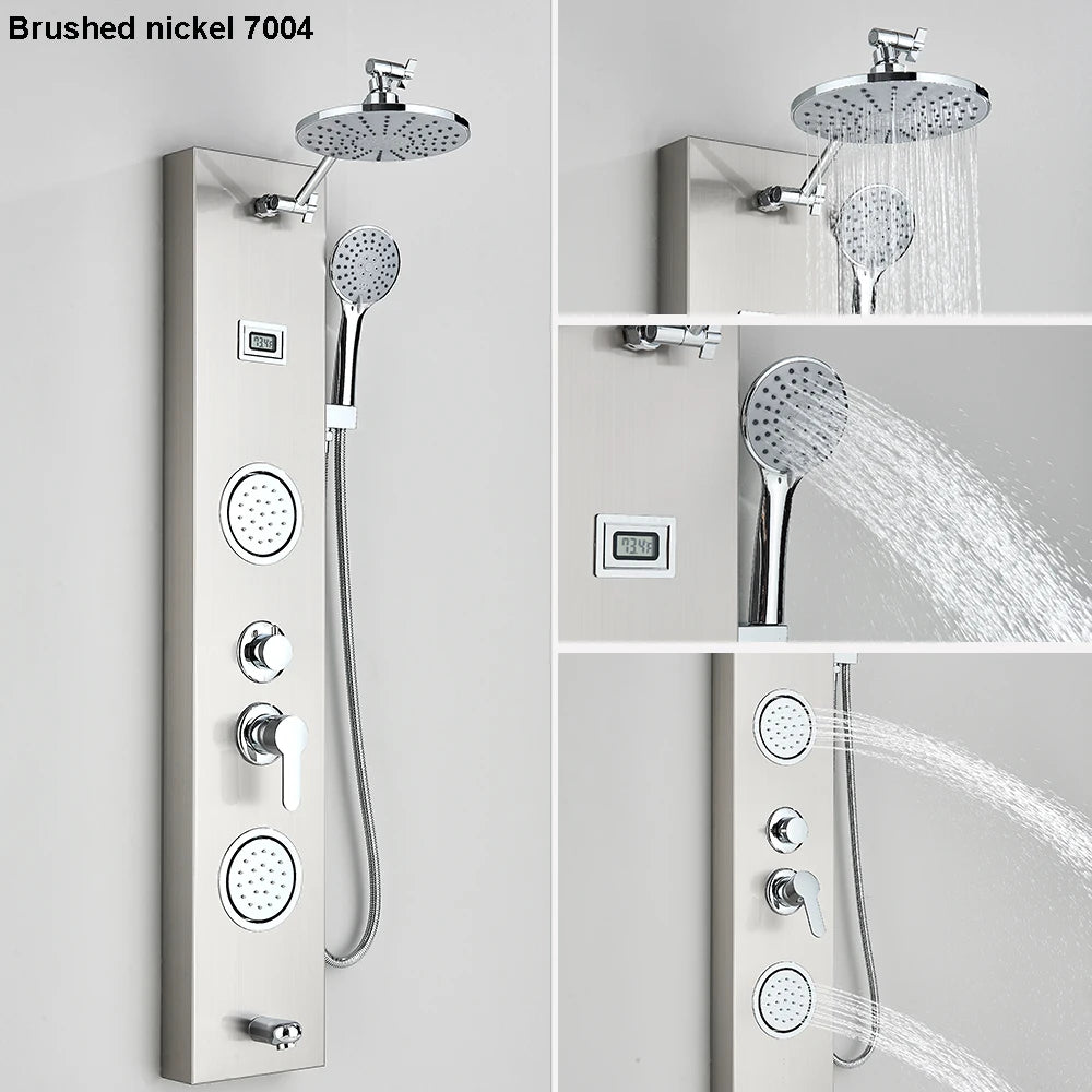 Black Shower Panel Column Big Screen Rain&Waterfall Shower