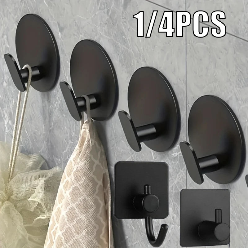 1/4pc Bathroom Stainless Steel Robe Hook Multi-Purpose Adhesive