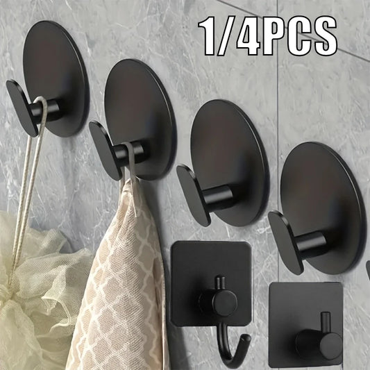 1/4pc Bathroom Stainless Steel Robe Hook Multi-Purpose Adhesive