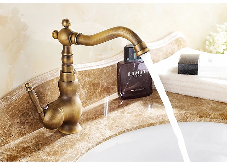 Bathroom Sink Faucet Antique Bronze 360 Degree Turn
