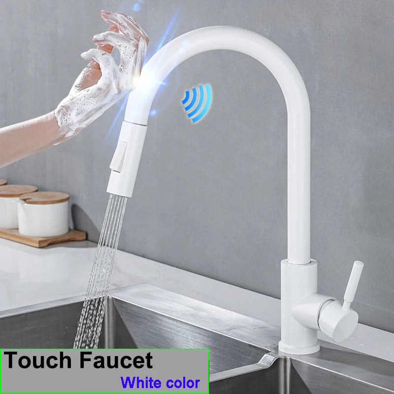 Smart Touch Sensor Sink Faucet Brushed Nickel Pull