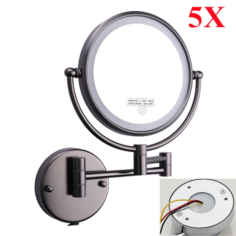 Charger Touch Led Folding Bathroom Mirrors 5x Magnifying