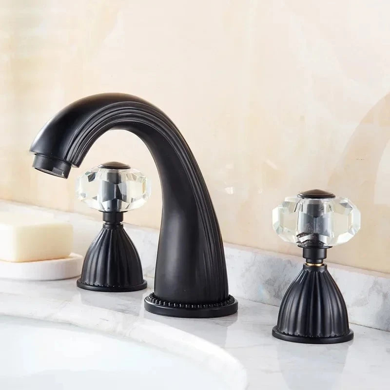 Basin Faucets 3pcs Antique Brass Classic Bathroom Sink