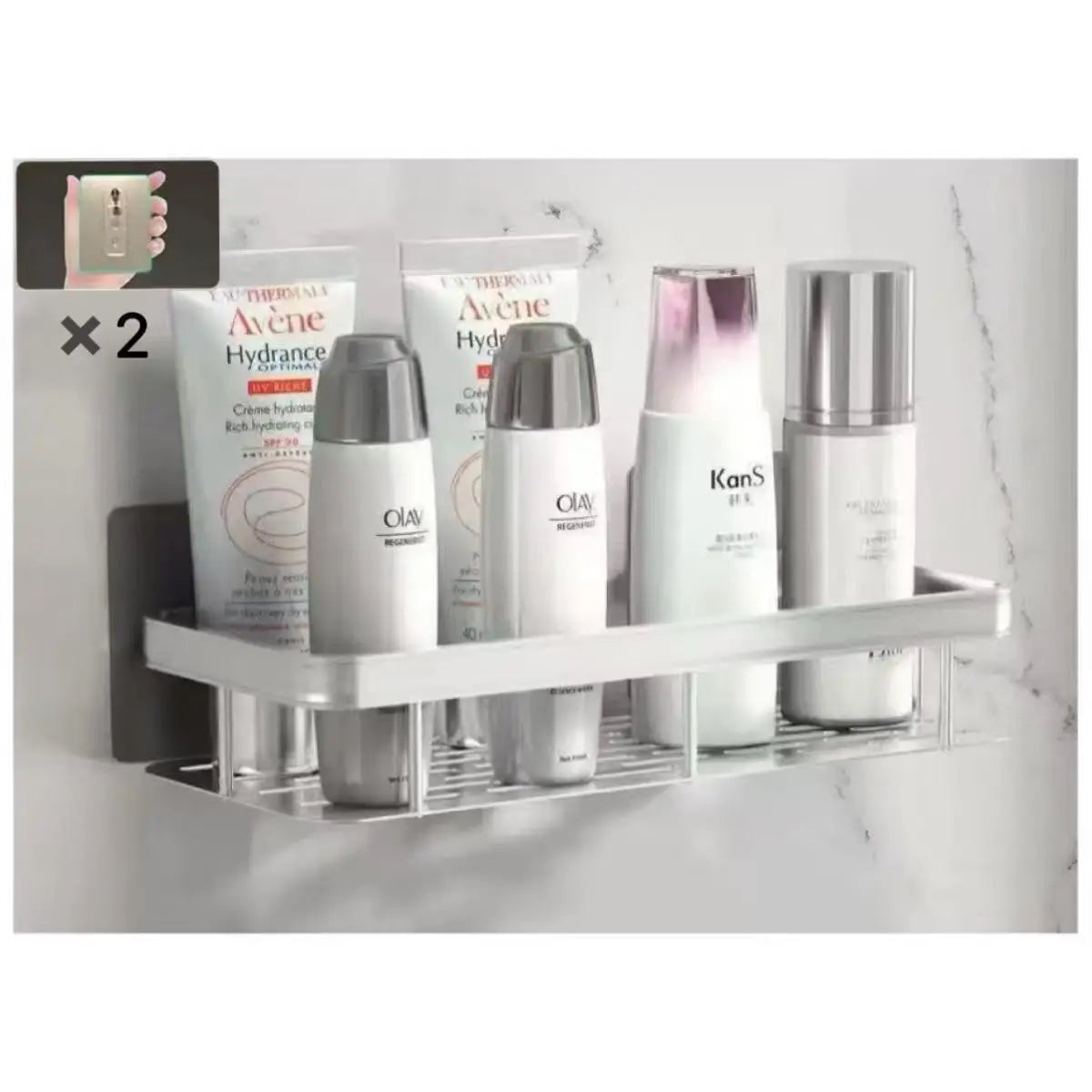 2pcs Bathroom Shelf Storage Organizer Abs Shampoo Rack