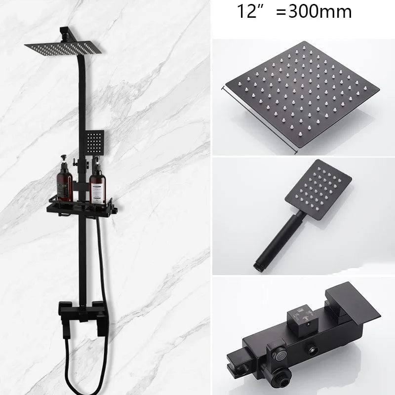 Sinlaku Rainfall Bathroom Shower Faucet Rack Shelf Bathtub