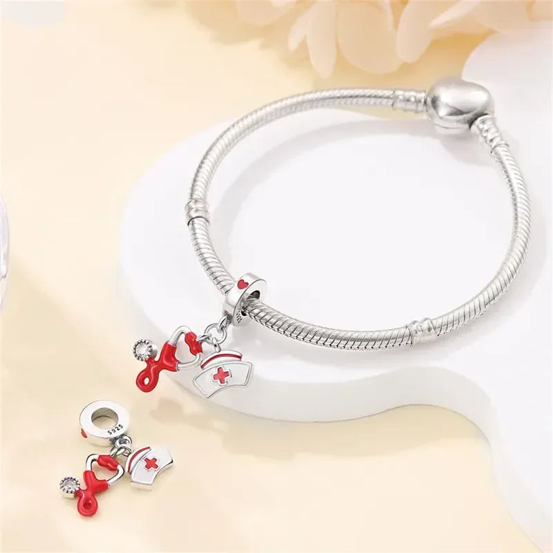 925 Sterling Silver Red Medicine Cabinet Pendant Charms