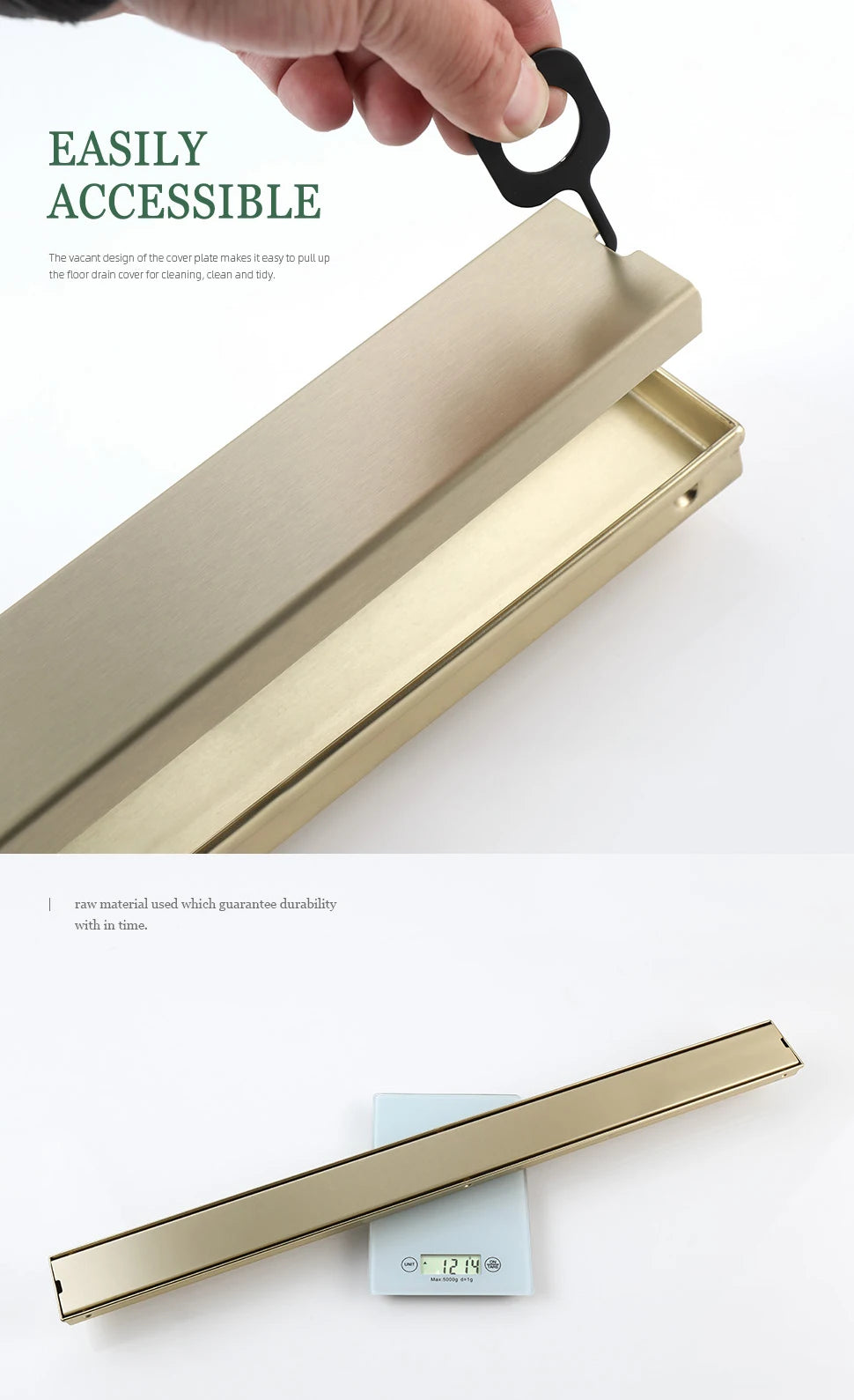 Bathroom Floor Drain Invisible Brushed Gold Shower Drain