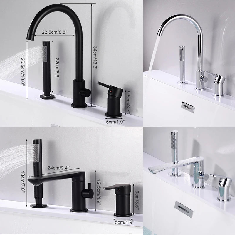 Ellen Bathtub Faucets Holes Black Cold Bath Shower