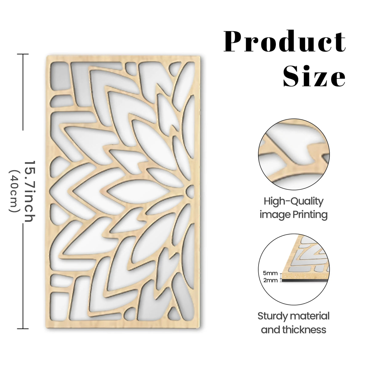 3pcs 2d 16in Wooden Acrylic Double-Layer Wall Mirror