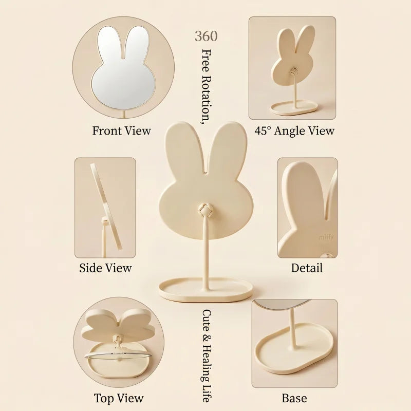Kawaii Miffy Rabbit Shaped Makeup Mirror 360 Rotating