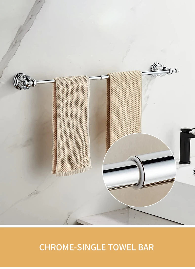 Ellen Golden Crystal Bathroom Hardware Adjust Towel Rack