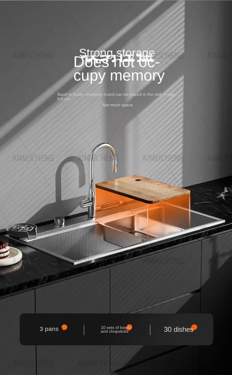 Digital Display Fly Rain Waterfall Large Sink 304