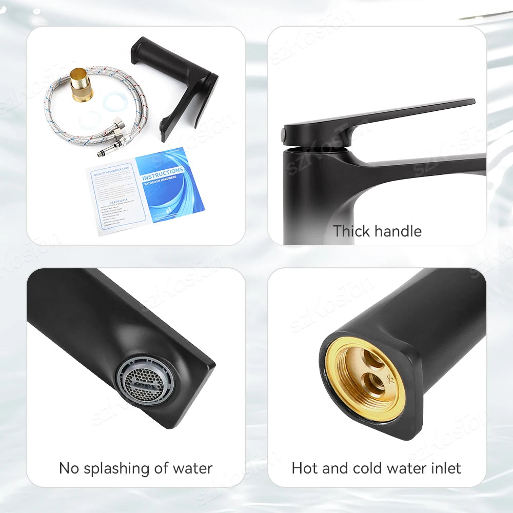 Brass Core Modern Bathroom Sink Faucet Handle Deck