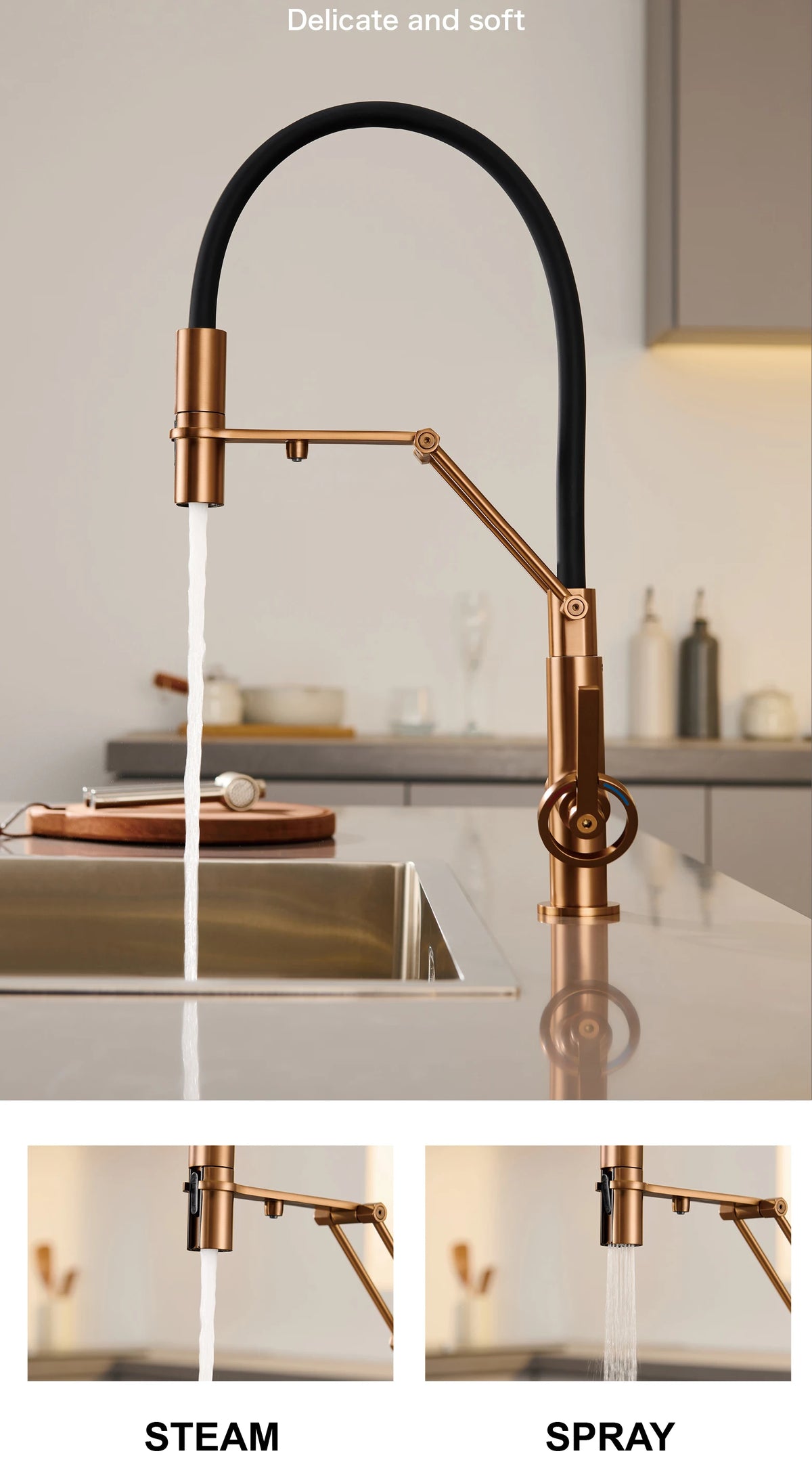 Gun Gray Brass Island Style Faucet Filtered Water