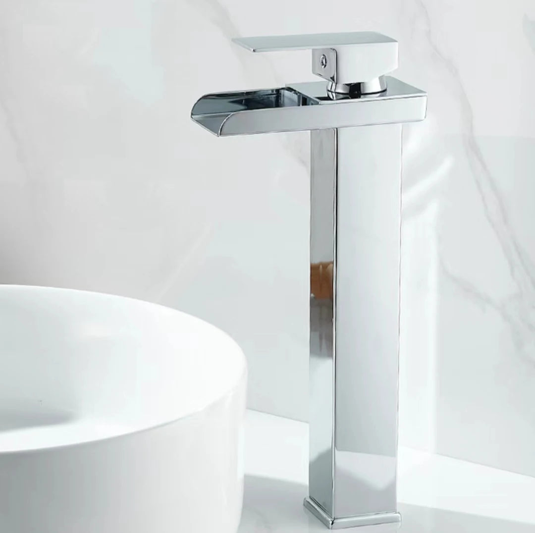 Black Waterfall Bathroom Basin Faucet Square Vanity Sink
